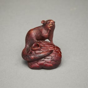 Clive Hallam Chipmunk Boxwood Ojime Carving