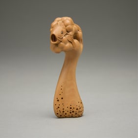 David Carlin "Leaping Carp" Boxwood Netsuke