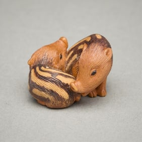 Nick Lamb "Baby Boars" Carved Ojime