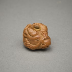 Ryushi "Ox" Carved Boxwood Ojime