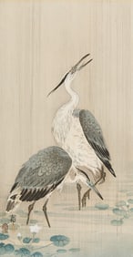 Ohara Koson "2 Herons in the Rain" Woodblock
