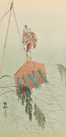 Ohara Koson "Sparrow on Wind-Chime" Woodblock