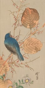 Kawanabe Gyosui "Blue Bird" Woodblock