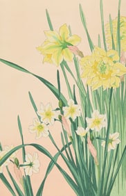 Hodo Nishimura "Daffodils" Woodblock Print