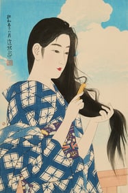 Ito Shunsui "After Washing her Hair" Woodblock