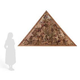 Thai Triangular Architectural Pediment w/ Monkeys