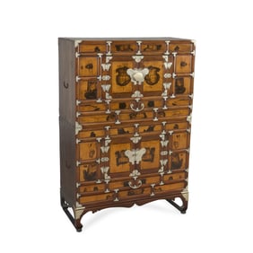 Korean Two-Tiered Wooden Tansu Cabinet