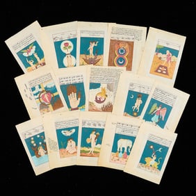 Set of 15 Middle Eastern Miniature Tarot Pages