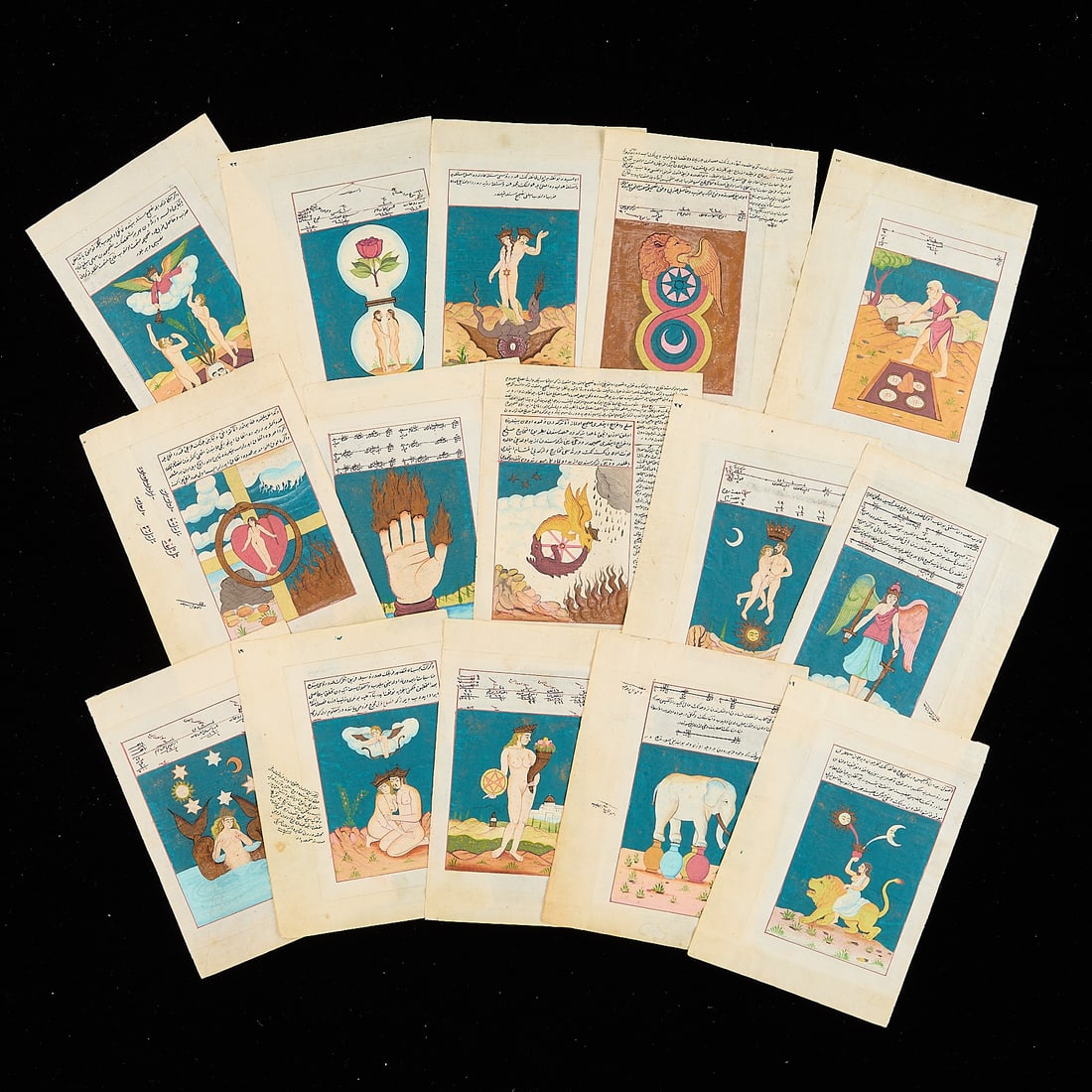 Set of 15 Middle Eastern Miniature Tarot Pages (1 of 17)