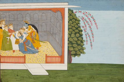 Mughal Miniature Painting Courtly Scene