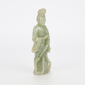 Chinese Tang Style Celadon Jade Beauty Figurine
