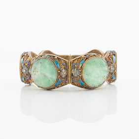 Silver Chinese Jade Export Bracelet