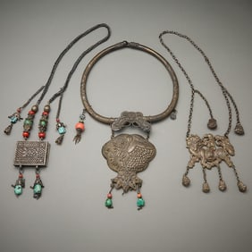 Group 3 Qing Chinese Silver Necklaces
