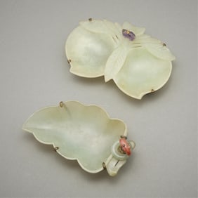 2 Chinese Edward Farmer Style Hardstone Trays