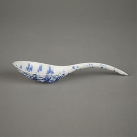 Chinese Immortal on Crane Porcelain Spoon