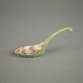 Chinese Qing Lotus Form Porcelain Spoon