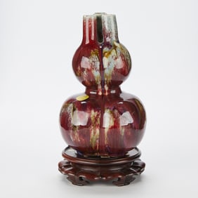 Chinese Porcelain Flambe Double Gourd Vase