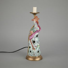 19th c. Chinese Famille Rose Phoenix Lamp