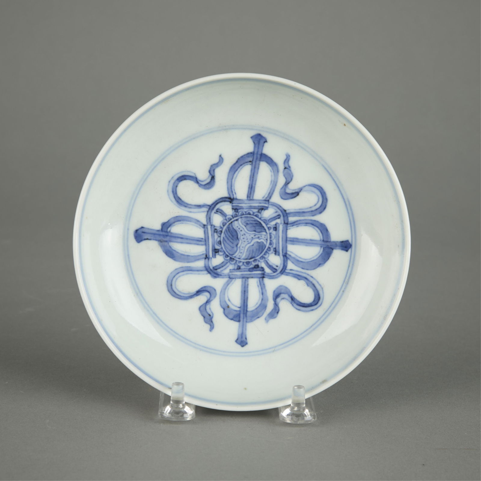 Chinese Blue & White Ceramic Double-Vajra Dish (1 of 3)
