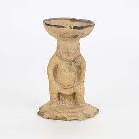 Antique Chinese Figural Pottery Lamp