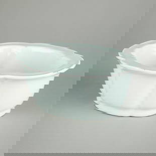 Late Qing Chinese Imperial Ceramic Scalloped Dish: Late Qing Dynasty imperial Chinese ceramic scalloped shell dish, late 19th to early 20th century. With six character mark along the underside.Height: 3 1/2 in x width: 8 1/2 in x depth: 6 1/2 in.