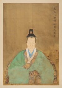 Chinese Pu Xiang Genealogy Portrait of Zhu Family