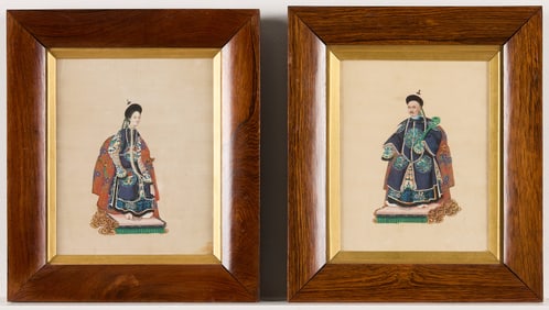 19th c. Chinese Pith Paintings of Imperial Figures