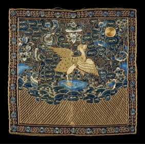 Chinese Qing Embroidered Silk Rank Badge
