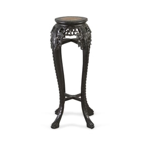 19th c. 36" Chinese Export Inlaid Marble Stand