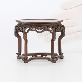 Small Chinese Hardwood Crescent Shaped Stand