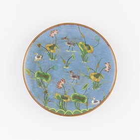 19th c. Antique Chinese Floral Cloisonne Plate