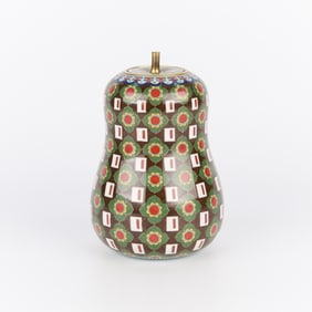 Chinese Cultural Revolution Cloisonne Melon Jar