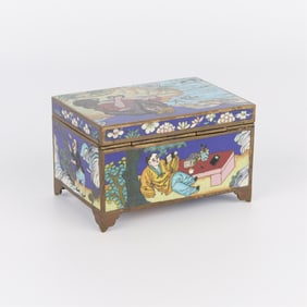 19th c. Rare Chinese Figural Cloisonne Box