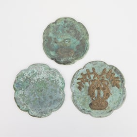 3 Antique Chinese Lobed Bronze Mirrors