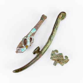 3 Pcs Chinese Bronze - Belt Hooks & Fitting