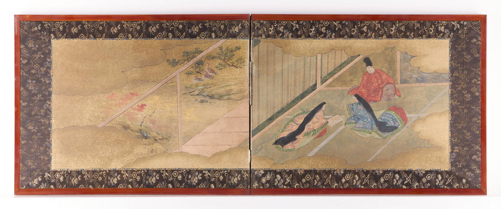 19th c. Japanese Painted 2-Panel Low Screen (1 of 4)