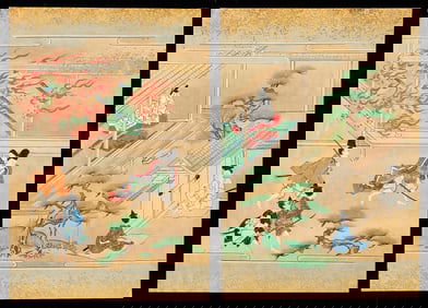 2 18th c. Japanese Yamato-e Tosa School Paintings