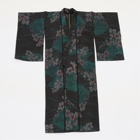 20th c. Japanese Ikat Indigo Kimono Robe