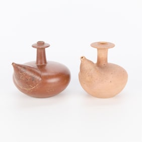 2 Indonesian Red Earthenware Ceramic Kendi Pots