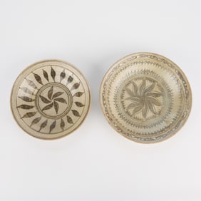 2 Thai Kalong Pinhweel Floral Stoneware Dishes