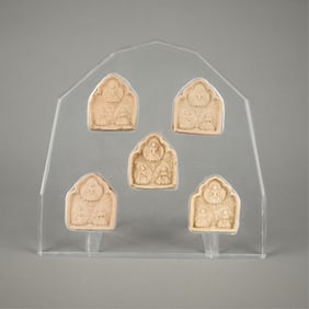 5 Tibetan Terracotta Buddha Votive Tsatsa Amulets