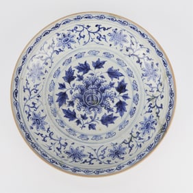 Large Vietnamese Annamese Ceramic Peony Charger