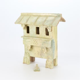 Chinese Han Dynasty Granary Model w/ Figure