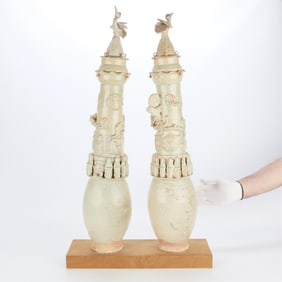 Pair Chinese Song Burial Jars for Wine