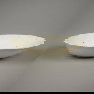 Chinese Song Dynasty Qing Bai Porcelain Dish: Chinese Song Dynasty ching pai or Qingbai ware ceramic shallow bowl, ca. 960-1127. Porcelain with creamy ivory white glaze and incised fish motif along the interior.Provenance: From the Distinguished
