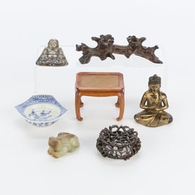 7 Pcs Small Asian Objects & Ephemera