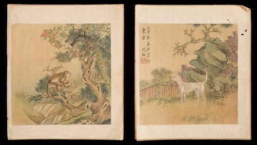 2 18th/19th c. Chinese Qing Folio Page Paintings