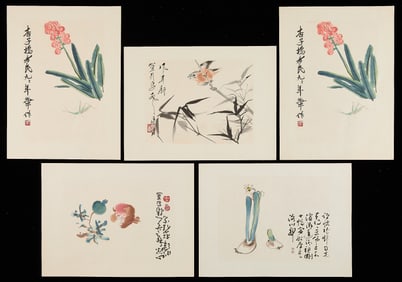 5 20th c. Chinese Floral Prints