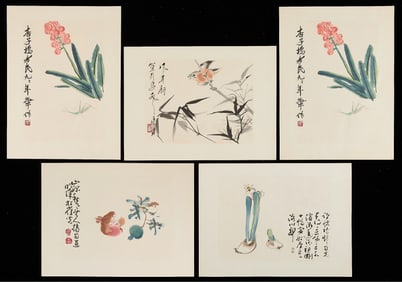 5 20th c. Chinese Floral Prints