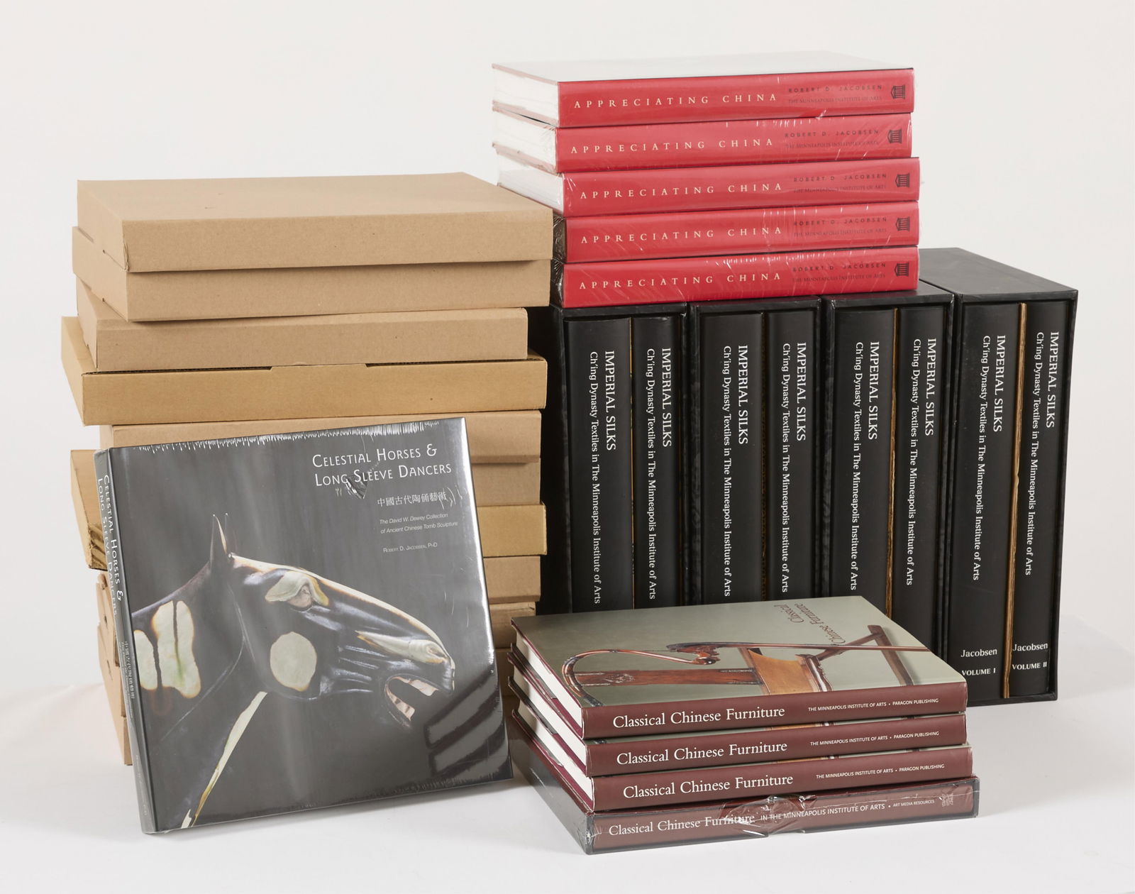 Group of Books Written by Dr. Robert Jacobsen: Large group of multiple volumes published by Dr. Robert Jacobsen including:"Classical Chinese Furniture in The Minneapolis Institute of Art," Published by Art Media Resources & Paragon Publi